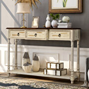 W189 (Beige) Beige console table with projecting drawers and long shelf