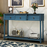 W189 (Navy) Antique navy console table with projecting drawers and long shelf