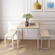 3-piece dining table set kitchen beige table with two benches