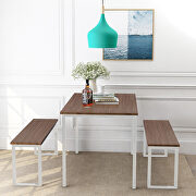 3-piece dining table set kitchen brown table with two benches main photo