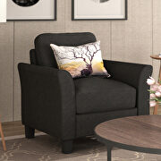 Black soft linen fabric armrest chair main photo