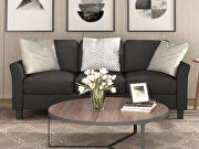 3-seat black linen fabric sofa