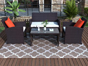 All-weather rattan 4 pieces outdoor patio brown set