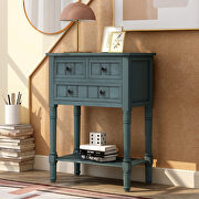 W646 (Navy) Navy narrow console table, slim sofa table with three storage drawers