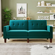 Sofa bed teal velvet fabric upholstery living room sofa