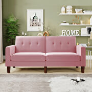 W449 (Pink) Sofa bed pink velvet fabric upholstery living room sofa
