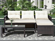 U-style 3 pcs outdoor rattan furniture sofa set with cushions