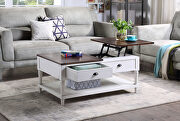 U_style white and brown wood lift top coffee table main photo
