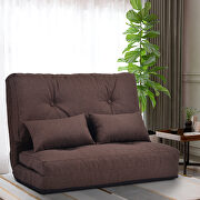 Brown linen sofa bed adjustable folding futon sofa