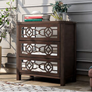 Espresso natural wood wooden storage cabinet with decorative mirror main photo