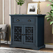 W515 (Navy) Antique navy wood retro storage cabinet chest with doors and big wood drawer