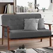 W655 (Gray) Modern solid loveseat sofa gray linen blend fabric 2-seat couch