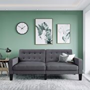Gray linen upholstered modern convertible folding futon lounge