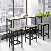 Counter height extra long dining table set with 3 stools in gray main photo
