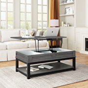 U-style gray lift top coffee table with inner storage space and shelf main photo