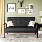 Modern solid loveseat sofa upholstered black pu leather 2-seat couch main photo