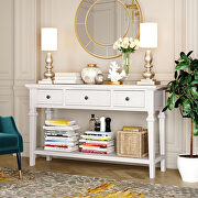 W599 (White) Antique white wood classic retro style console table with three top drawers