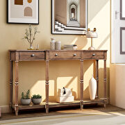 U_style solid white brown console table main photo