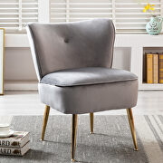 W265 (Gray) Accent living room side wingback chair gray velvet fabric