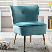 Accent living room side wingback chair teal blue velvet fabric main photo