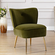 W265 (Green) Accent living room side wingback chair grass green velvet fabric