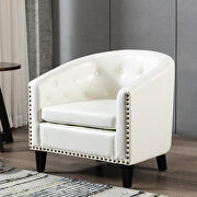 White pu leather tufted barrel chair main photo