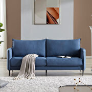 Modern design couch soft blue linen upholstery loveseat main photo