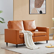 Brown pu leather upholstery modern style loveseat