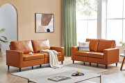 Brown pu leather upholstery modern style 3-seat sofa main photo