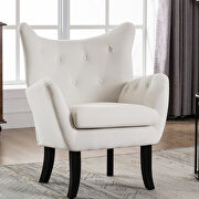 Beige velvet wingback modern tufted accent chair main photo