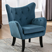 Teal blue velvet wingback modern tufted accent chair
