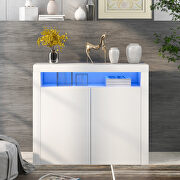 High gloss white sideboard mordern 2-door storage cabinet with led lights main photo
