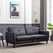 WF312 (Black) Black pu leather modern convertible futon sofa bed with storage box