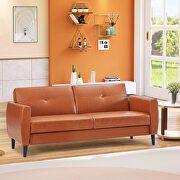 Brown pu leather modern convertible folding futon sofa bed with storage box main photo