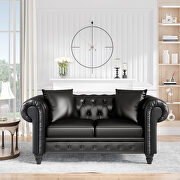 Black pu leather upholstery loveseat sofa deep button tufted main photo