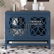 W384 (Navy) Navy blue wood accent buffet sideboard storage cabinet with doors and adjustable shelf