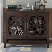 Brown wood accent buffet sideboard storage cabinet with doors and adjustable shelf main photo