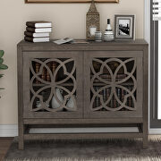 Gray wood accent buffet sideboard storage cabinet with doors and adjustable shelf