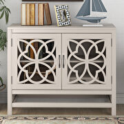 Cream white wood accent buffet sideboard storage cabinet with doors and adjustable shelf main photo