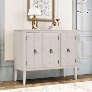 Cream white modern accent storage wooden cabinet with adjustable shelf main photo