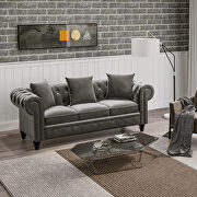 Deep button tufted gray velvet chesterfield sofa