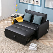 AA283 (Black) Black pu leather convertible sleeper bed with dual usb ports