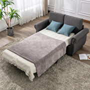 Gray linen pull out sofa bed sleeper with twin size memory mattress main photo