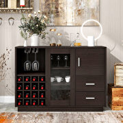 Kitchen functional sideboard with glass sliding door in espresso main photo