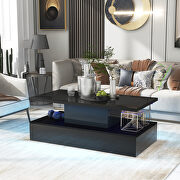 Modern black glossy coffee table with 16 colors led lighting main photo