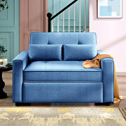 W288 (Blue) Blue linen fabric convertible sleeper sofa bed with usb port