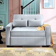 Gray linen fabric convertible sleeper sofa bed with usb port main photo