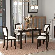 5-piece espresso wood dining table set with rectangular table and upholstered chairs main photo