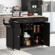 Kitchen island cart with two storage cabinets in black main photo