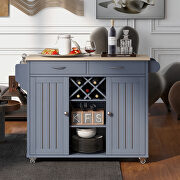 Kitchen island cart with two storage cabinets in gray/ blue main photo